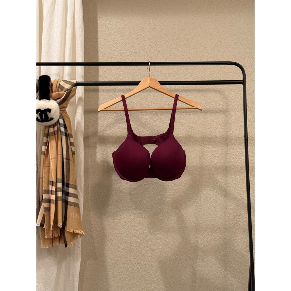 Victorias Secret Push Up Bra Burgundy Wine Logo Strap 36D